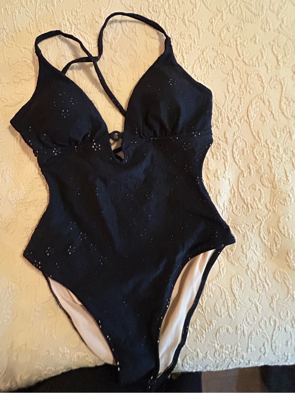 Beautiful eyelet suit with nude lining
